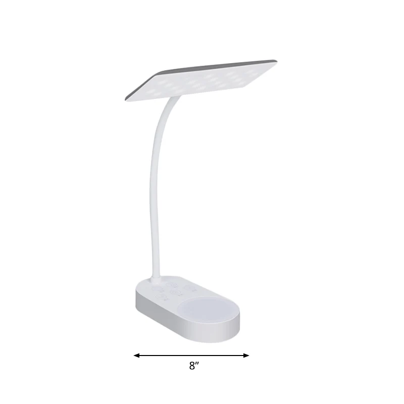 Witte rechthoekige paneelschaduw bureaulamp Moderne eenvoudige LED-leeslamp voor nachtkastje Clearhalo