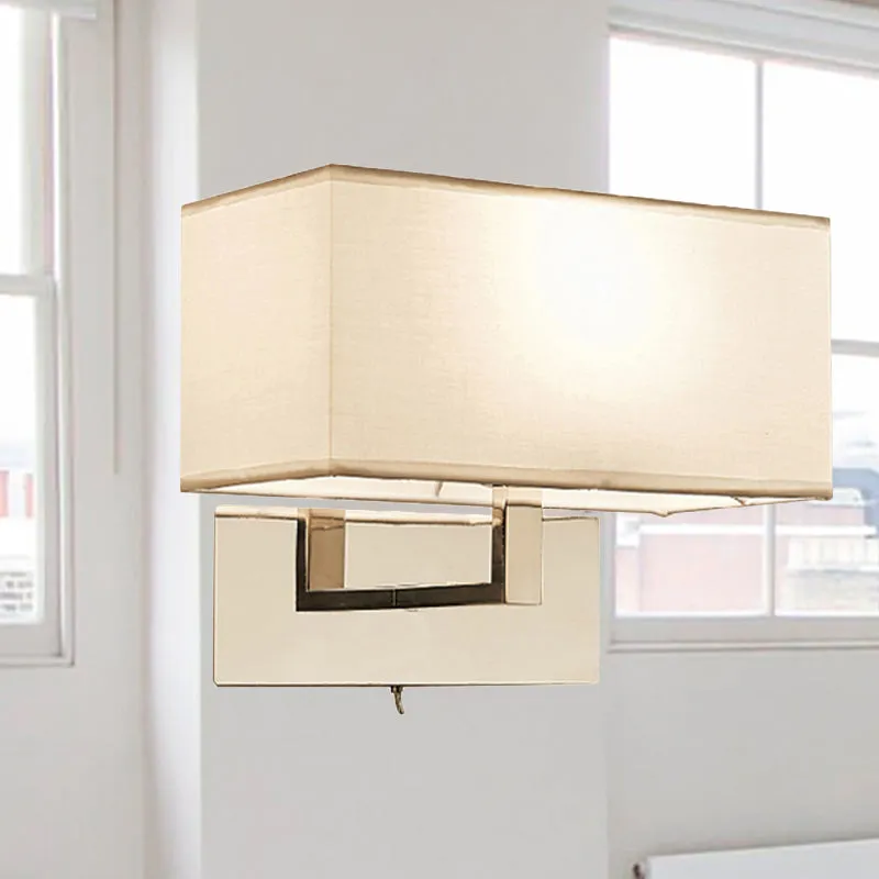 Witte rechthoekige wandkandelaar Verlichting Modernisme Stof LED-wandmontagelamp voor slaapkamer Clearhalo