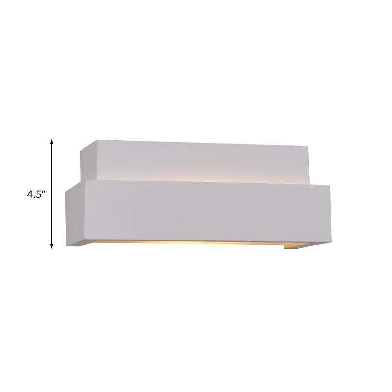 Witte rechthoekige wandlamp, eenvoudige stijl, 1 lichte gipswandlamp voor slaapkamer Clearhalo