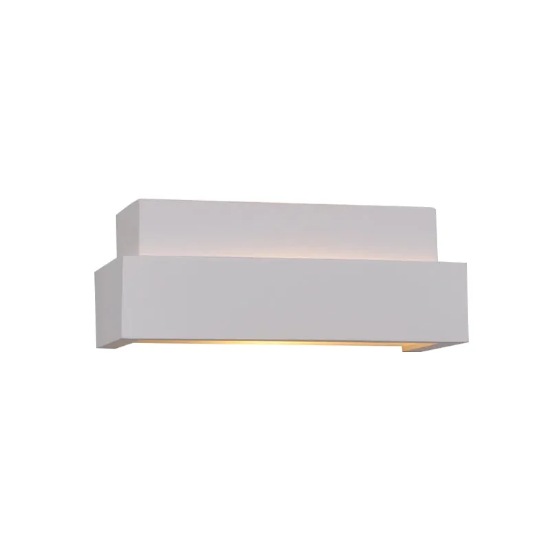 Witte rechthoekige wandlamp, eenvoudige stijl, 1 lichte gipswandlamp voor slaapkamer Clearhalo