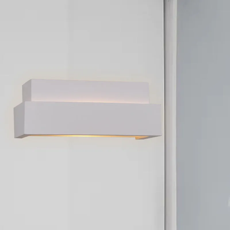 Witte rechthoekige wandlamp, eenvoudige stijl, 1 lichte gipswandlamp voor slaapkamer Clearhalo