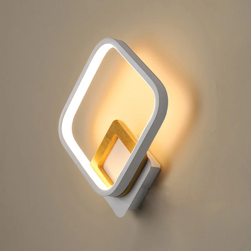 Witte Ruit Wandlamp Modernistische LED Acryl Wandkandelaar met Houten Detail Wit/Warm Licht Clearhalo