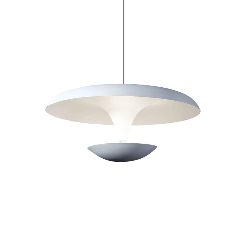 Witte schijf hanglamp moderne creatieve metalen woonkamer hanglamp, 8,5"/19,5" breed Clearhalo