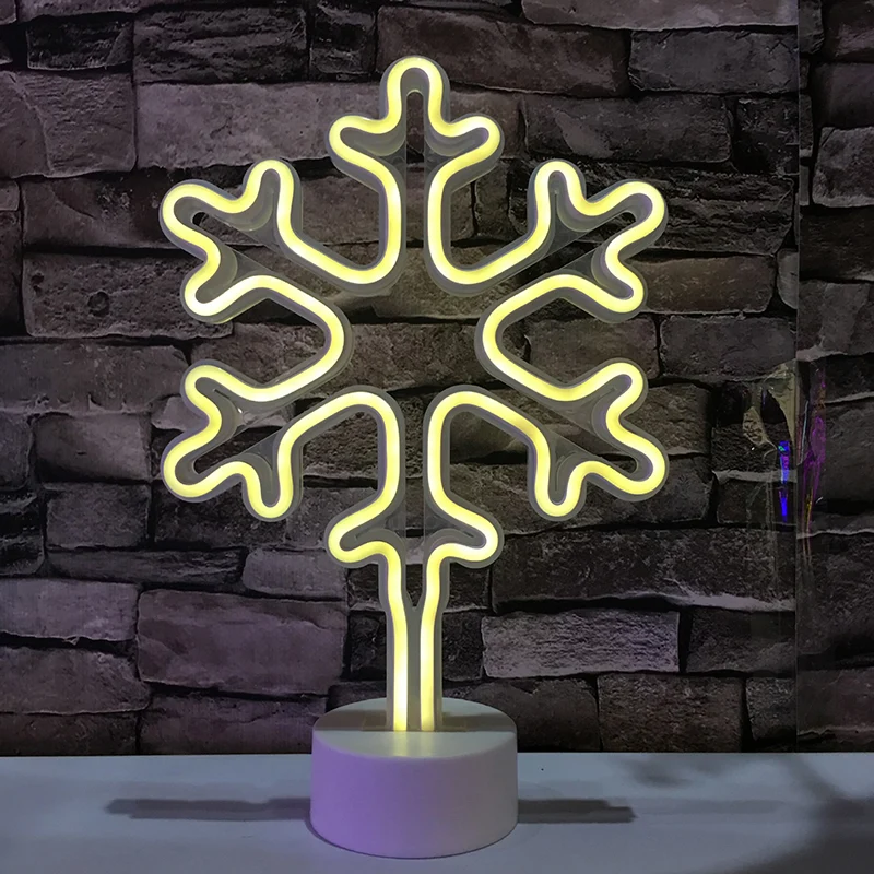 Witte Sneeuwvlok Mini Tafelverlichting Moderne Stijl Batterij LED Plastic Nachtkastje Lamp Clearhalo