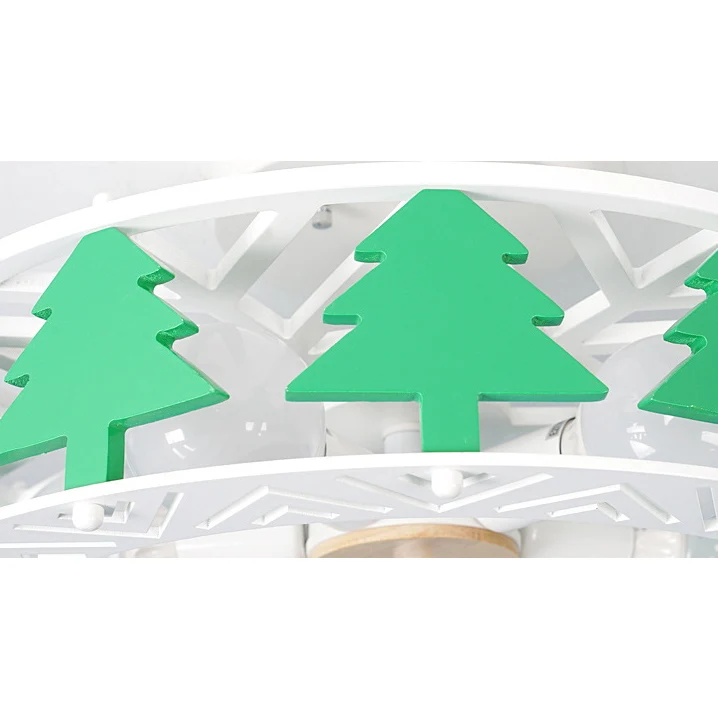 Witte trommel semi-inbouwlamp met groene boomdecoratie Moderne multi-lichte metalen plafondlamp Clearhalo