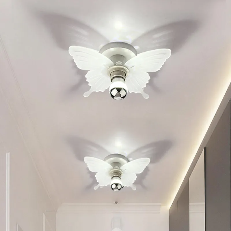 Witte vlinder semi-inbouwlamp Nordic 1-kops acryl LED-inbouwlamp wit/warm licht voor gang Clearhalo