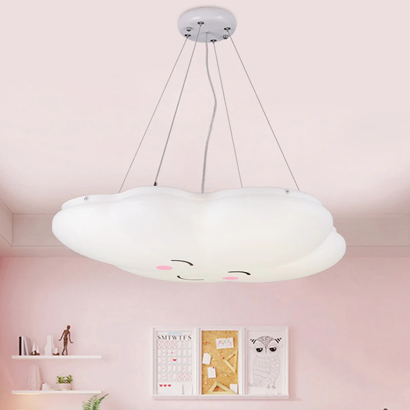 Witte vrolijke wolk hanglamp cartoon acryl LED hanglamp voor kinderkamer Clearhalo