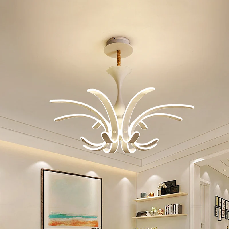 Witte vuurwerk hangende kroonluchter LED eenvoudige acryl plafondlamp voor woonkamer Clearhalo