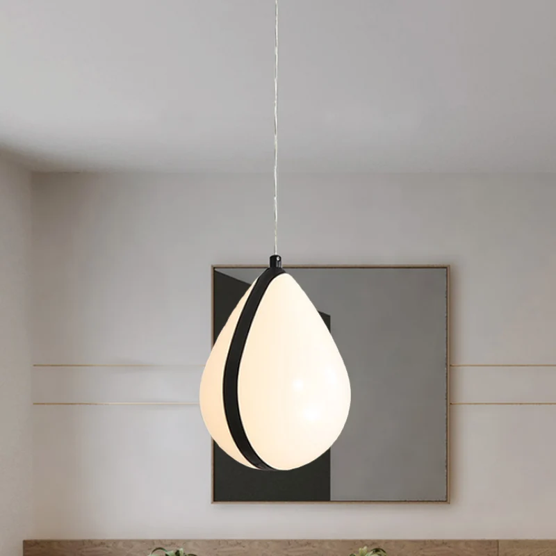 Witte en zwarte waterdruppel hanglamp Moderne 1-lichts acryl LED-plafondhanglamp wit/warm licht Clearhalo