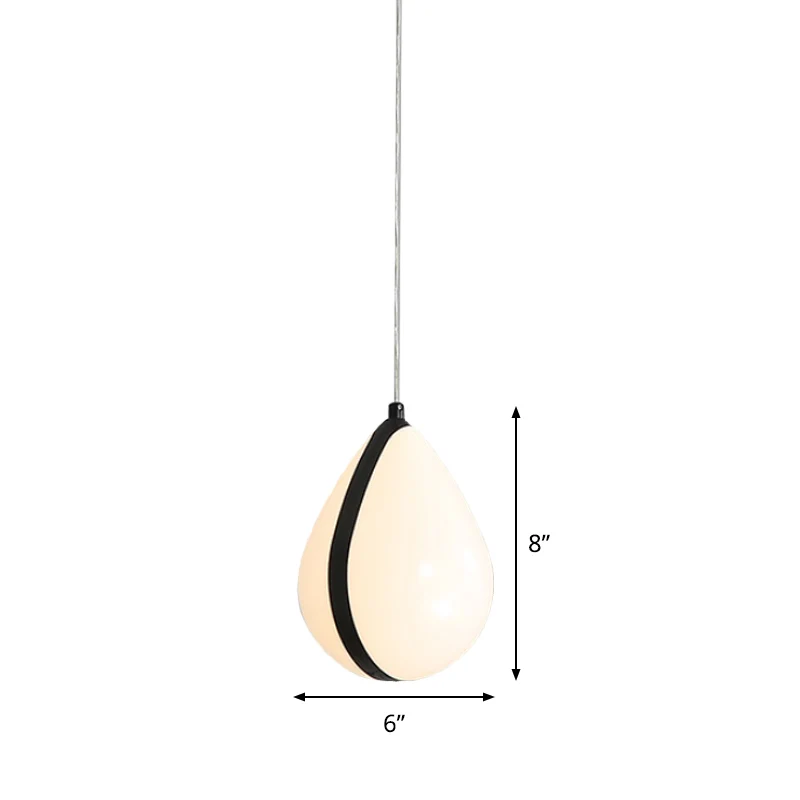 Witte en zwarte waterdruppel hanglamp Moderne 1-lichts acryl LED-plafondhanglamp wit/warm licht Clearhalo