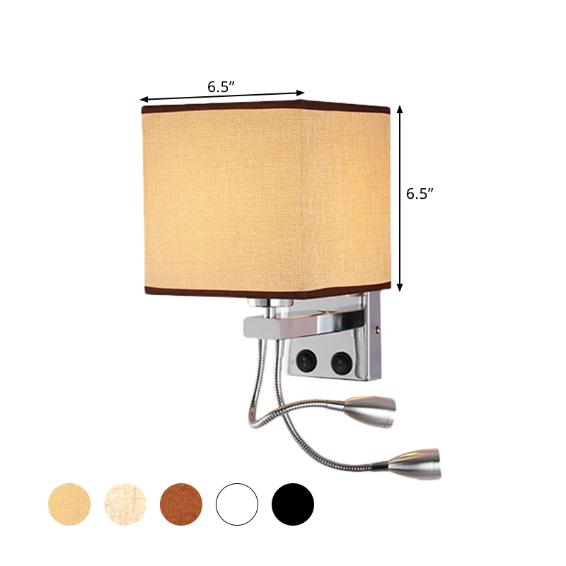 Wit/zwart/beige kubus wandkandelaar verlichting modernisme stof 1 licht wandmontage licht Clearhalo