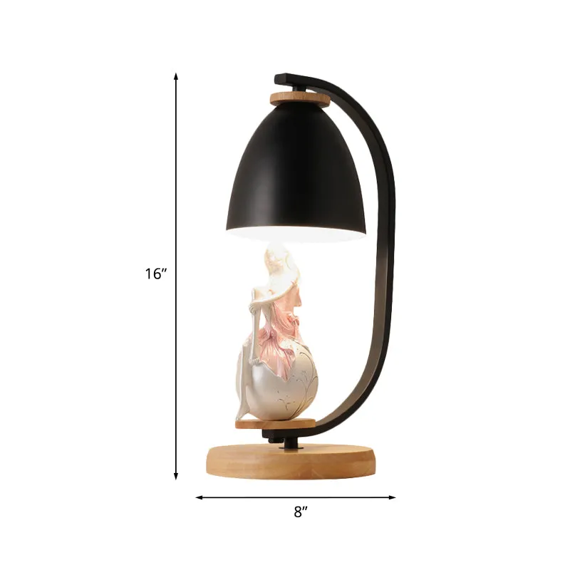 Wit/zwarte afwerking Bell Shade Tafellamp Scandinavische stijl 1-lamps metalen bureaulamp met meisjesdecor Clearhalo