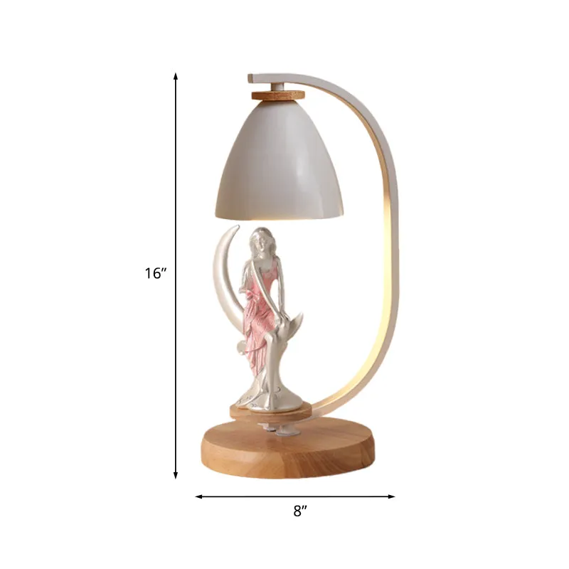 Wit/zwarte afwerking Bell Shade Tafellamp Scandinavische stijl 1-lamps metalen bureaulamp met meisjesdecor Clearhalo