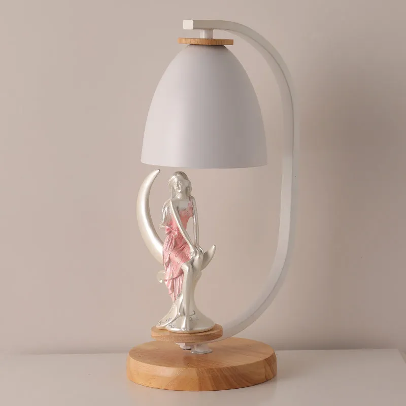Wit/zwarte afwerking Bell Shade Tafellamp Scandinavische stijl 1-lamps metalen bureaulamp met meisjesdecor Clearhalo