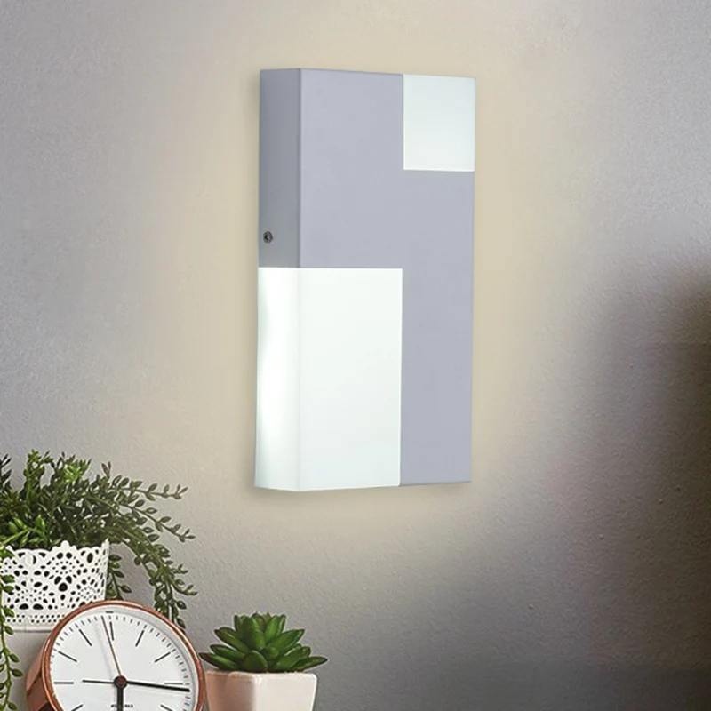 Wit/zwarte rechthoekige schanslamp Minimalistische LED-acryl wandlamp voor nachtkastje Clearhalo