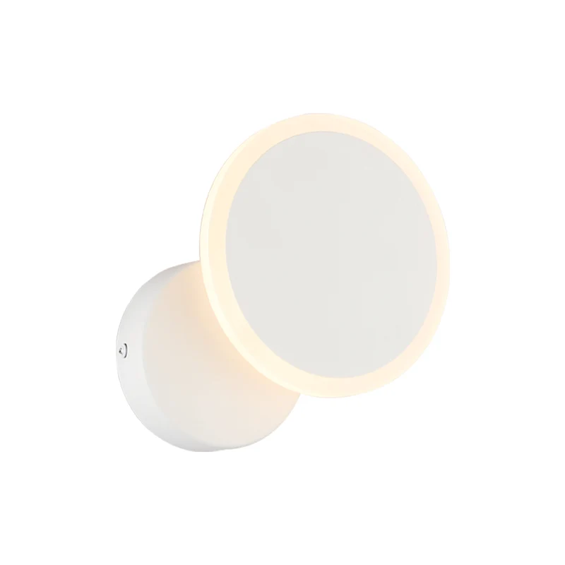 Wit/zwarte ronde wandlamp Blaker Minimalistische LED-acryl wandlamp warm/wit licht Clearhalo