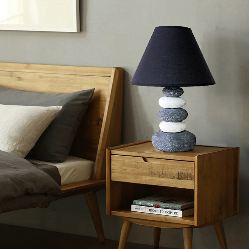 Wit/zwarte tafellamp met antieke stof, 1 lamp, woonkamer-nachtkastjeverlichting met keramische voet Clearhalo