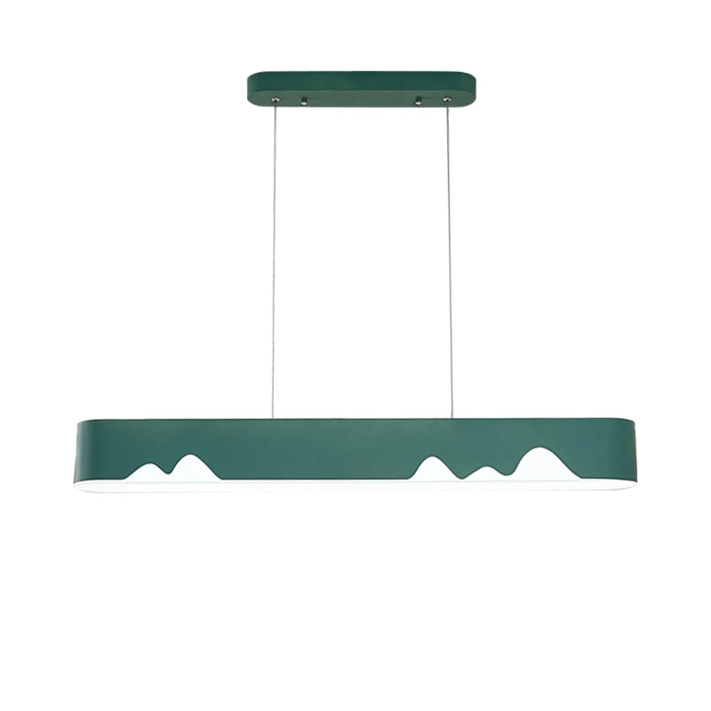 Wit/zwart/groen rechthoekige lineaire kroonluchter moderne led metalen hangende plafondlamp wit/warm licht, 35,5"/47" bree...