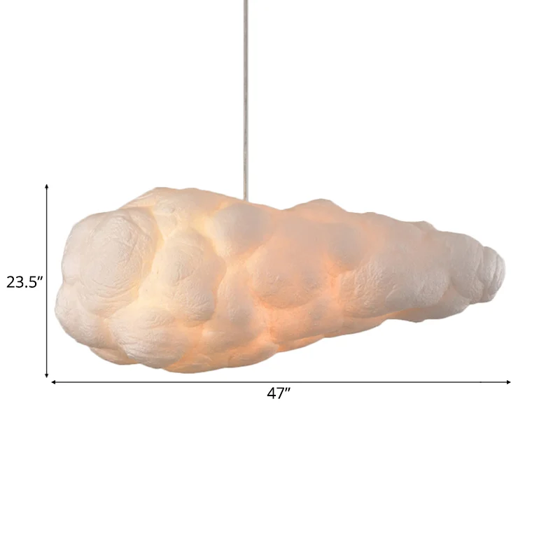 Wolkenhanglamp eigentijdse stijl, katoenen 1/2/4-licht eetkamer plafondarmatuur wit, 14"/16" W Clearhalo