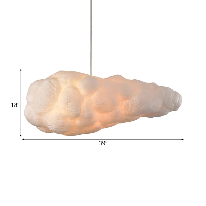 Wolkenhanglamp eigentijdse stijl, katoenen 1/2/4-licht eetkamer plafondarmatuur wit, 14"/16" W Clearhalo