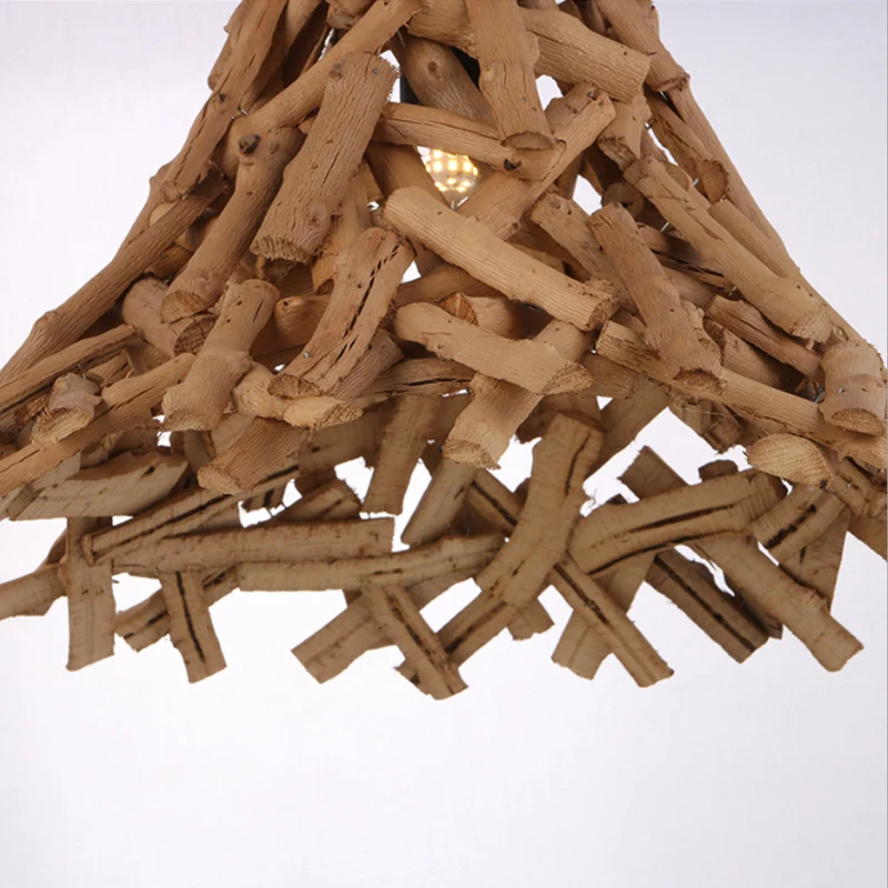 Wood Sticks Flared Hanglamp Rustiek 1-lichts hanglamp beige voor binnen Clearhalo