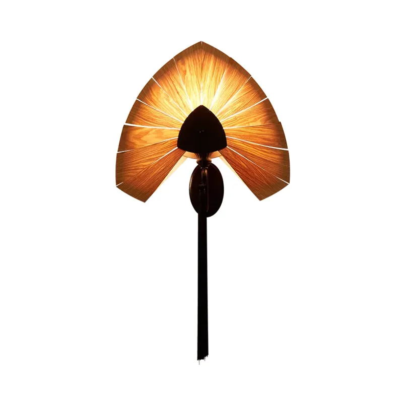 Wood Strap Cherry Sconce Light Zuid-Oost-Azië 1-lichts beige wandlamp met kwastjes zwart Clearhalo