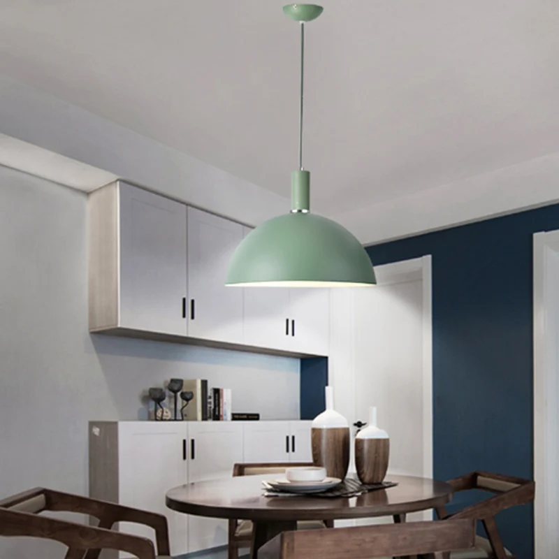 Woonkamer Dome hanglamp aluminium 1 lamp Macaron snoepkleurige hanglamp blauw/groen/geel/roze Clearhalo