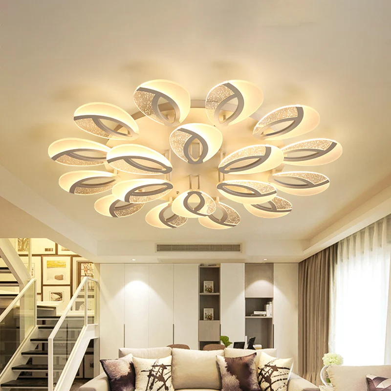 Woonkamer LED semi-inbouwlamp Modern wit ultradunne plafondlamp met bloemen acryl kap, warm/wit licht Clearhalo