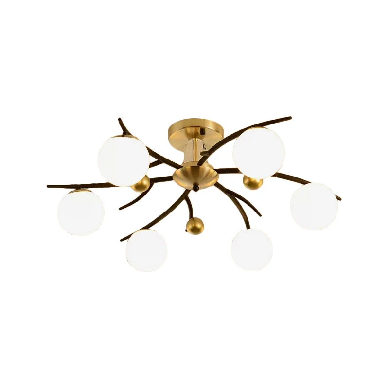 Woonkamer Orb Shade Plafondlamp Melkglas Moderne stijl Semi-inbouwlamp zwart Clearhalo