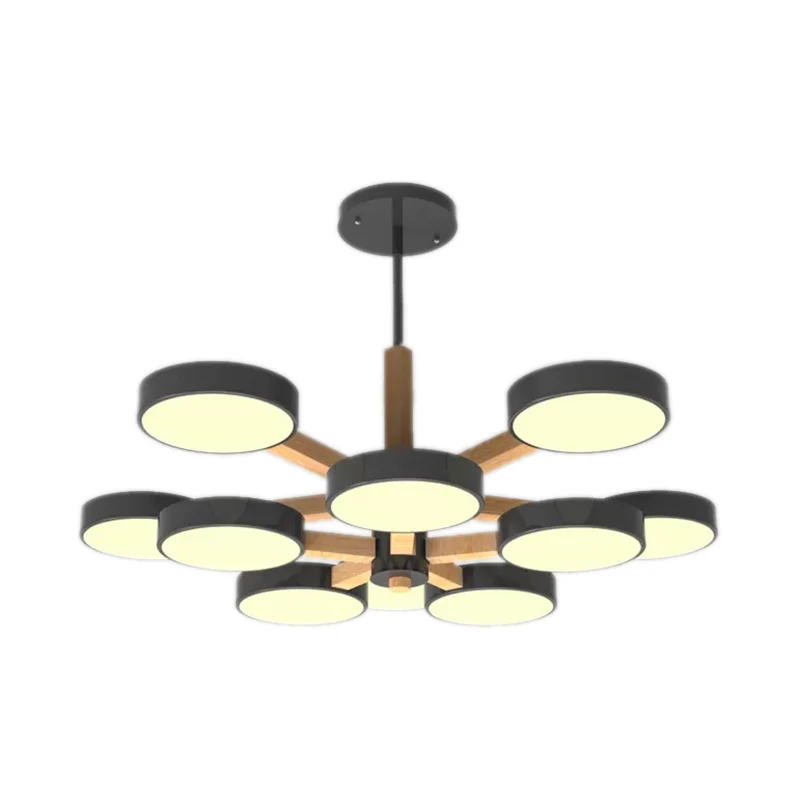 Woonkamer ronde kroonluchter acryl en hout Scandinavische stijlvolle hanglamp Clearhalo