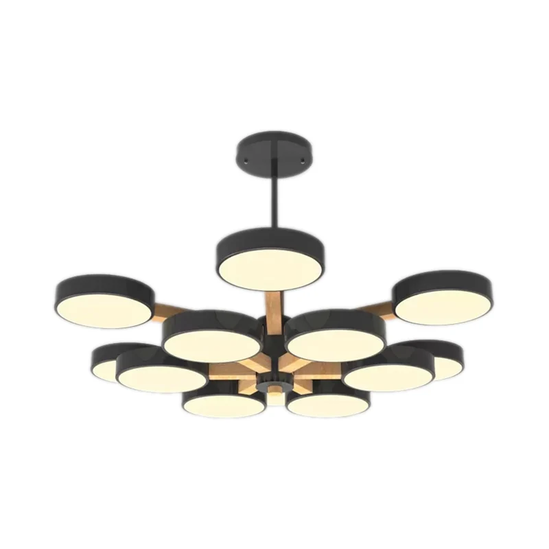 Woonkamer ronde kroonluchter acryl en hout Scandinavische stijlvolle hanglamp Clearhalo