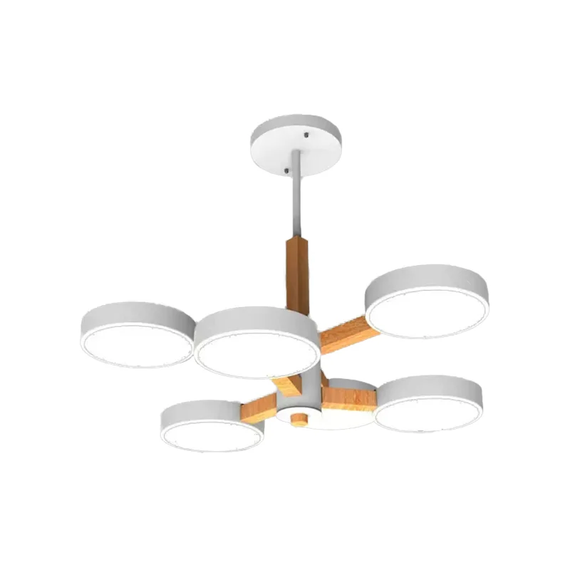 Woonkamer ronde kroonluchter acryl en hout Scandinavische stijlvolle hanglamp Clearhalo