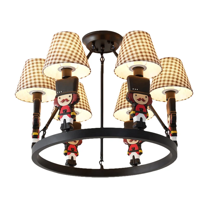 Woonkamer taps toelopende schaduw hanglamp armatuur stof 6 lampen Scandinavische kroonluchter Clearhalo