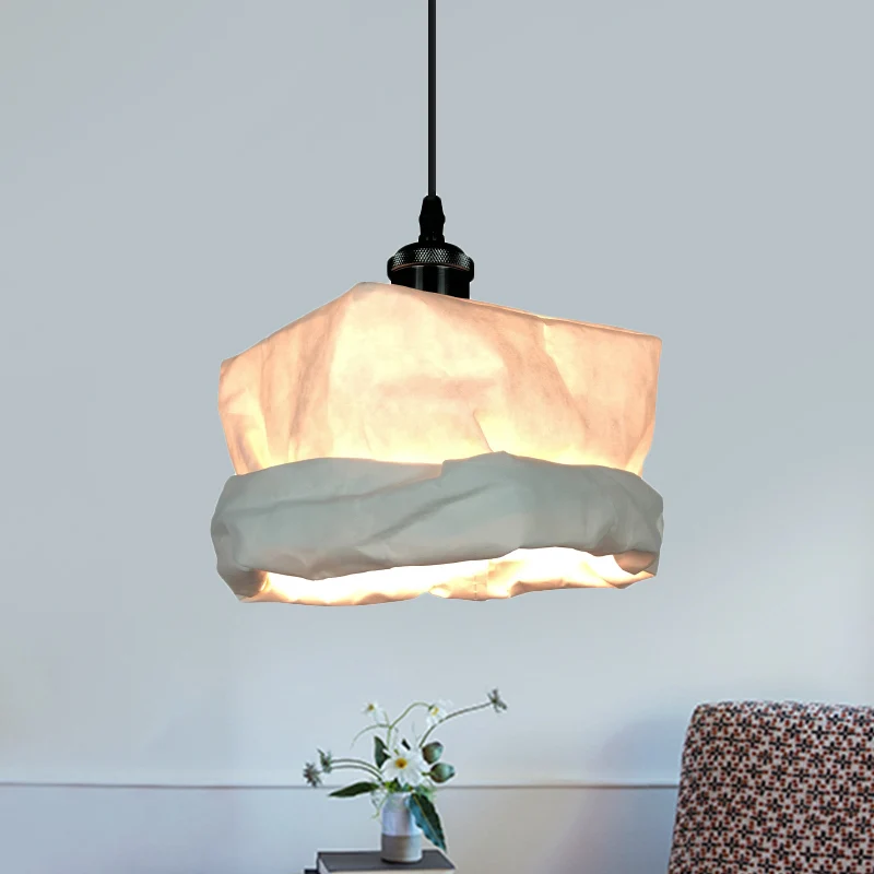 Zakachtige hanglamp moderne kraftpapier 1-lichts restaurant LED-plafondlamp wit Clearhalo
