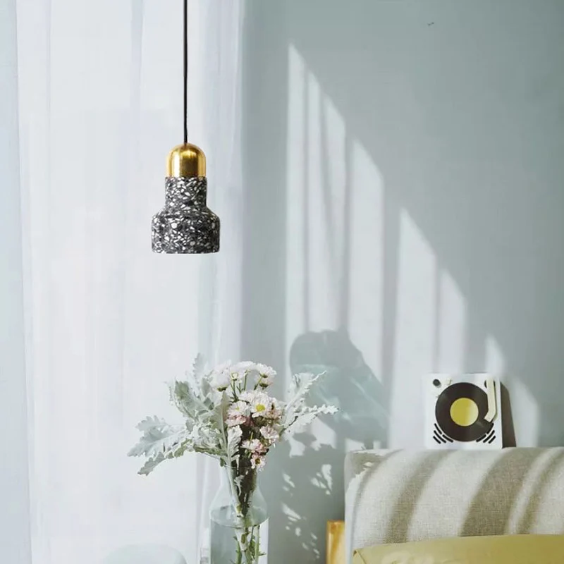 Zaklampvormige woonkamer ophangverlichting Terrazzo 1-lichts hangende plafondlamp Scandinavische stijl Clearhalo