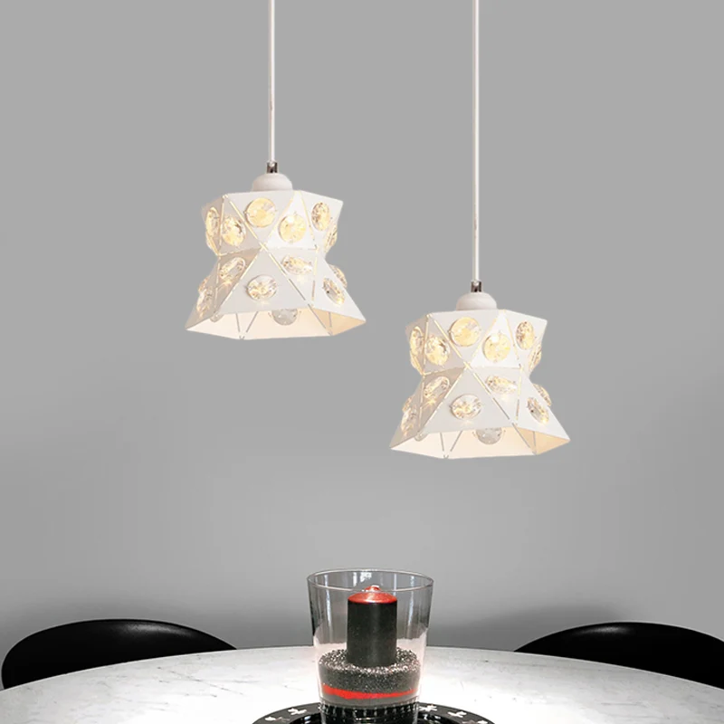 Zandloper hangende plafondlamp Modern ijzer 1-lichts restaurant kristallen hanglamp wit Clearhalo
