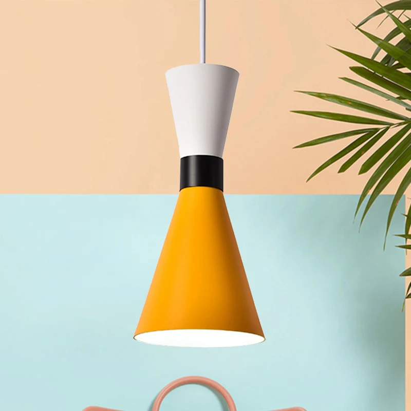 Zandloper plafond hanglamp eigentijds Scandinavische stijl metaal 1 lamp grijs/rood/geel hanglamp voor woonkamer Clearhalo