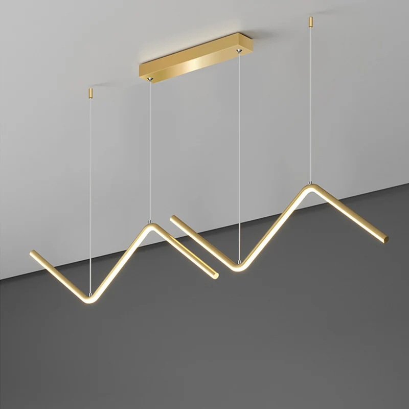 Zigzag hanglamp minimalistische aluminium eetkamer LED-plafondlamp zwart/goud Clearhalo