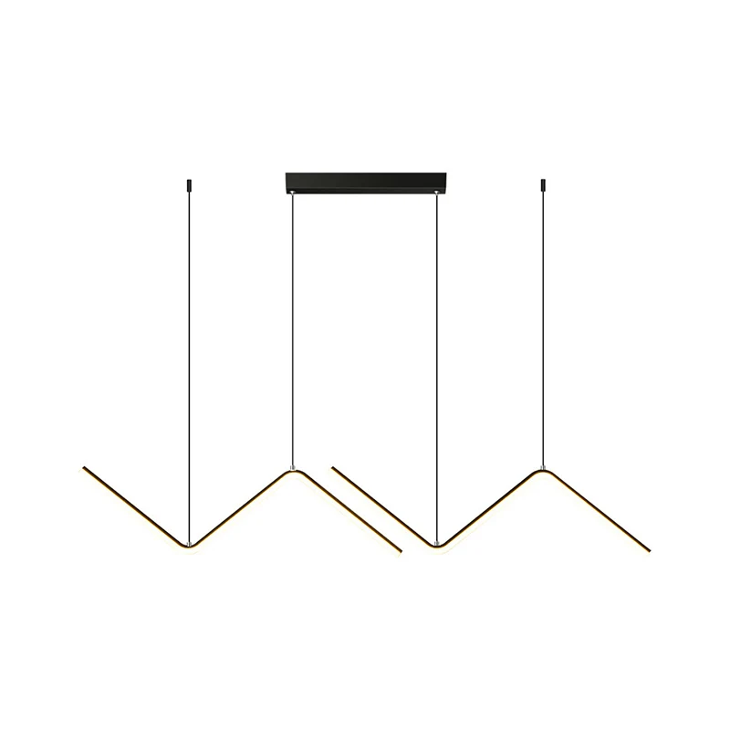 Zigzag hanglamp minimalistische aluminium eetkamer LED-plafondlamp zwart/goud Clearhalo