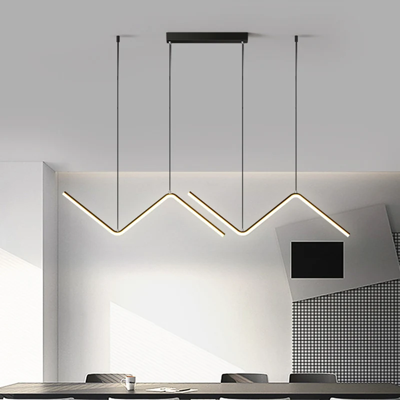 Zigzag hanglamp minimalistische aluminium eetkamer LED-plafondlamp zwart/goud Clearhalo