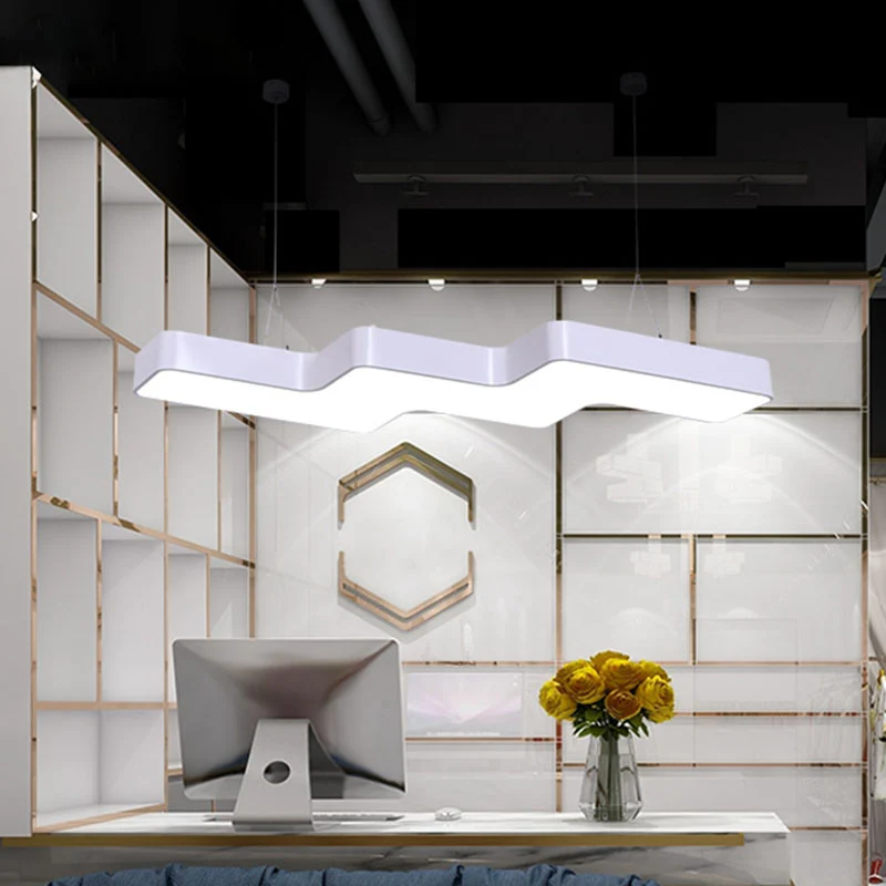 Zigzagvormige plafondlamp Creatieve moderne acryl kantoor LED-downlight-hanger Clearhalo