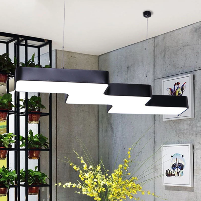 Zigzagvormige plafondlamp Creatieve moderne acryl kantoor LED-downlight-hanger Clearhalo