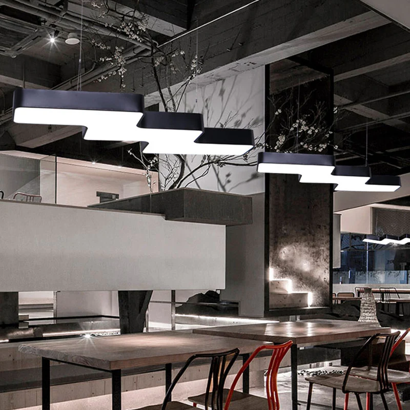Zigzagvormige plafondlamp Creatieve moderne acryl kantoor LED-downlight-hanger Clearhalo