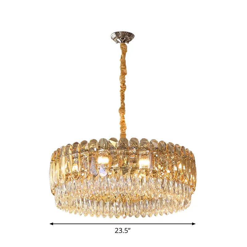 Zilver 6/10 Heads Suspension Light Moderne kristallen ronde kroonluchter hanglamp voor slaapkamer Clearhalo