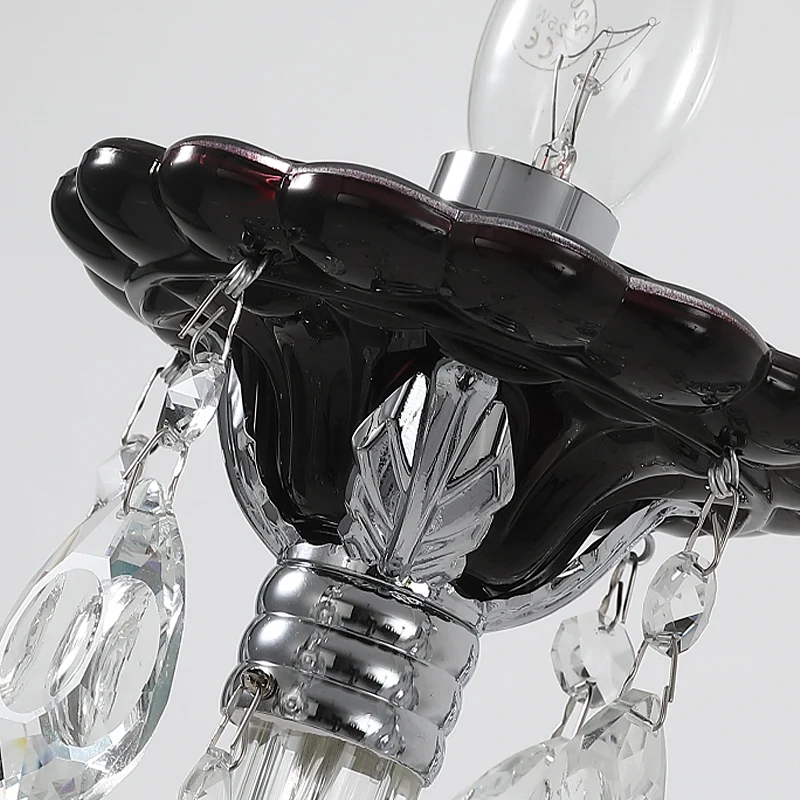 Zilveren kaars wandgemonteerd licht Modern 1/2 Heads Crystal Drop Sconce Light voor slaapkamer Clearhalo