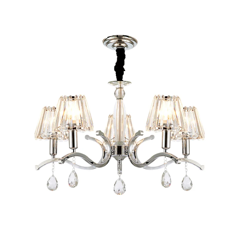Zilveren 5/6 lampen hangende kroonluchter modernistische kristallen taps toelopende hanglamp Clearhalo