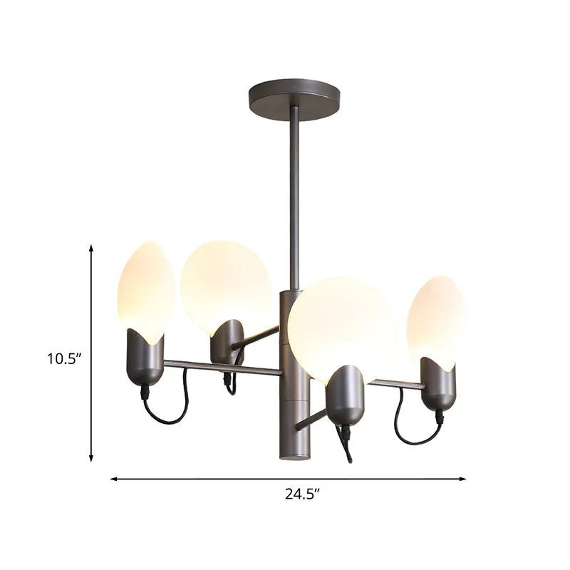 Zilvergrijs ovaal semi-inbouw modernisme 4 lampen opaalglas dicht bij plafondlamp voor slaapkamer Clearhalo