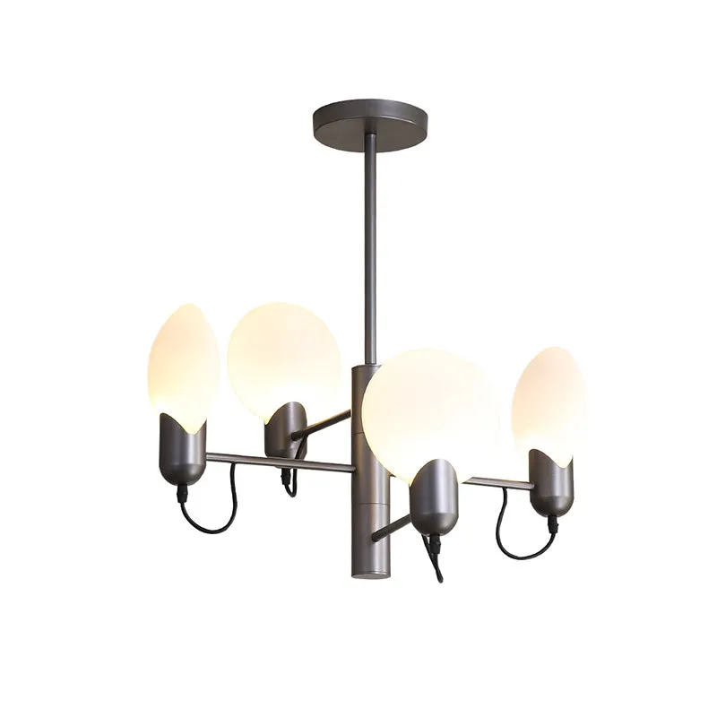 Zilvergrijs ovaal semi-inbouw modernisme 4 lampen opaalglas dicht bij plafondlamp voor slaapkamer Clearhalo