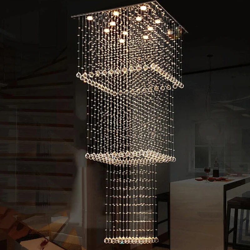 Zilverkleurige LED-hanglamp met 13 koppen Modernisme Kristal Vierkant Multi-hanglamp Clearhalo