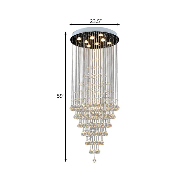 Zilverkleurige LED-plafondlamp met 8 lampen Modernisme Kristallen gelaagde multi-lichtkroonluchter voor woonkamer Clearhalo
